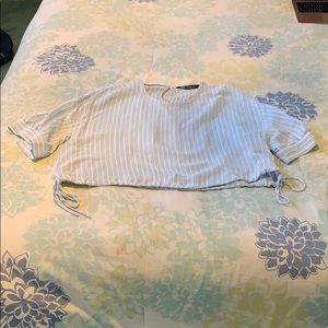 Blue and White Striped Short Sleeve Top